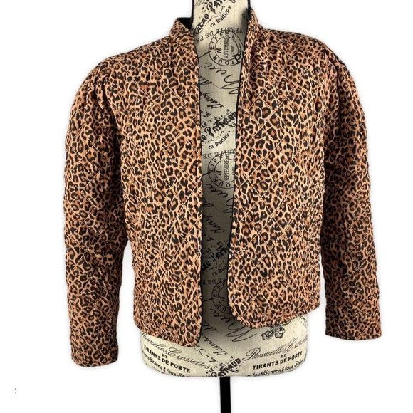 Something Navy reversible quilted leopard jacket - Picture 1 of 5
